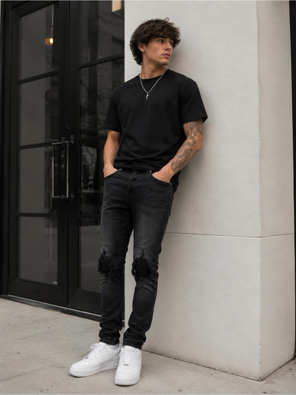 Purple Brand P002 Blowout Black Wash Jeans Men’s 28 Distressed Skinny